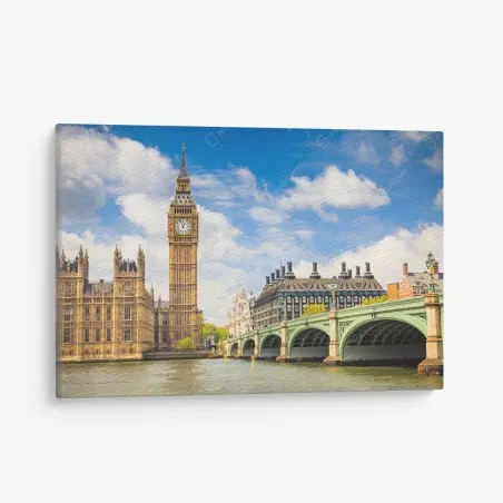 Leinwandbild London panorama mit uhrturm Big Ben und Westminster Bridge – Wallnifity®