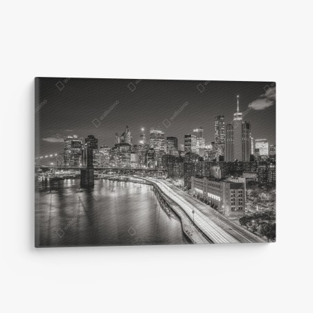 Leinwandbild monochrome stadtsilhouette bei nacht – Wallnifity®