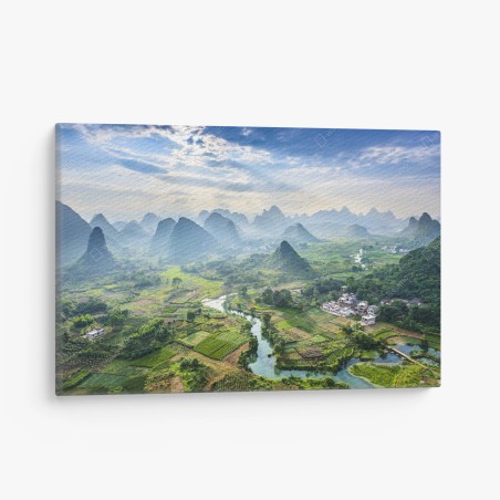 Leinwandbild nebliges karsttal bei sonnenaufgang – Wallnifity®