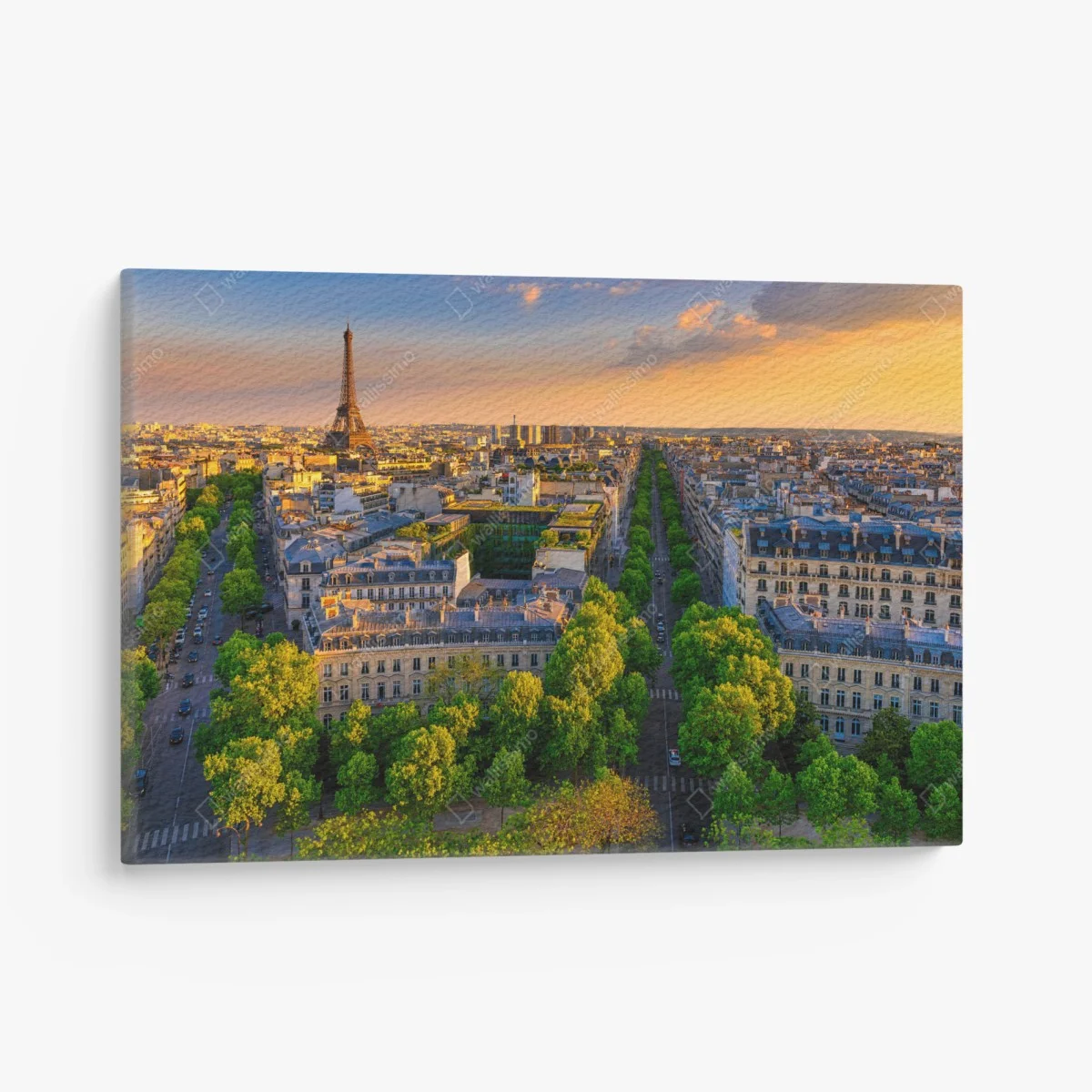 Leinwandbild sonnenuntergang über Paris mit Eiffelturm – Wallnifity® Leinwandbild sonnenuntergang über Paris mit Eiffelturm – Wallnifity®