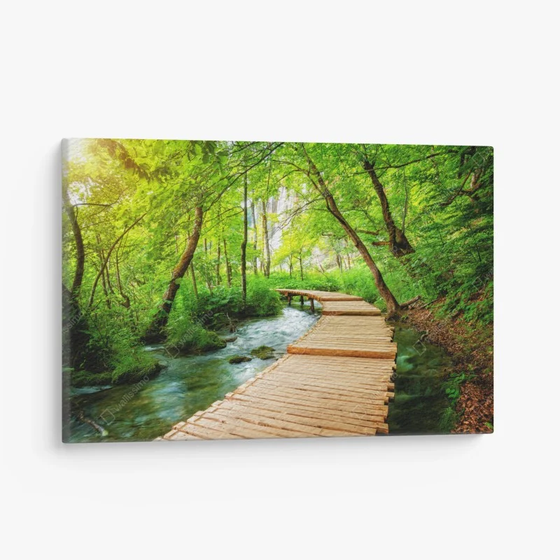 Leinwandbild holzsteg bei den Plitvicer Seen