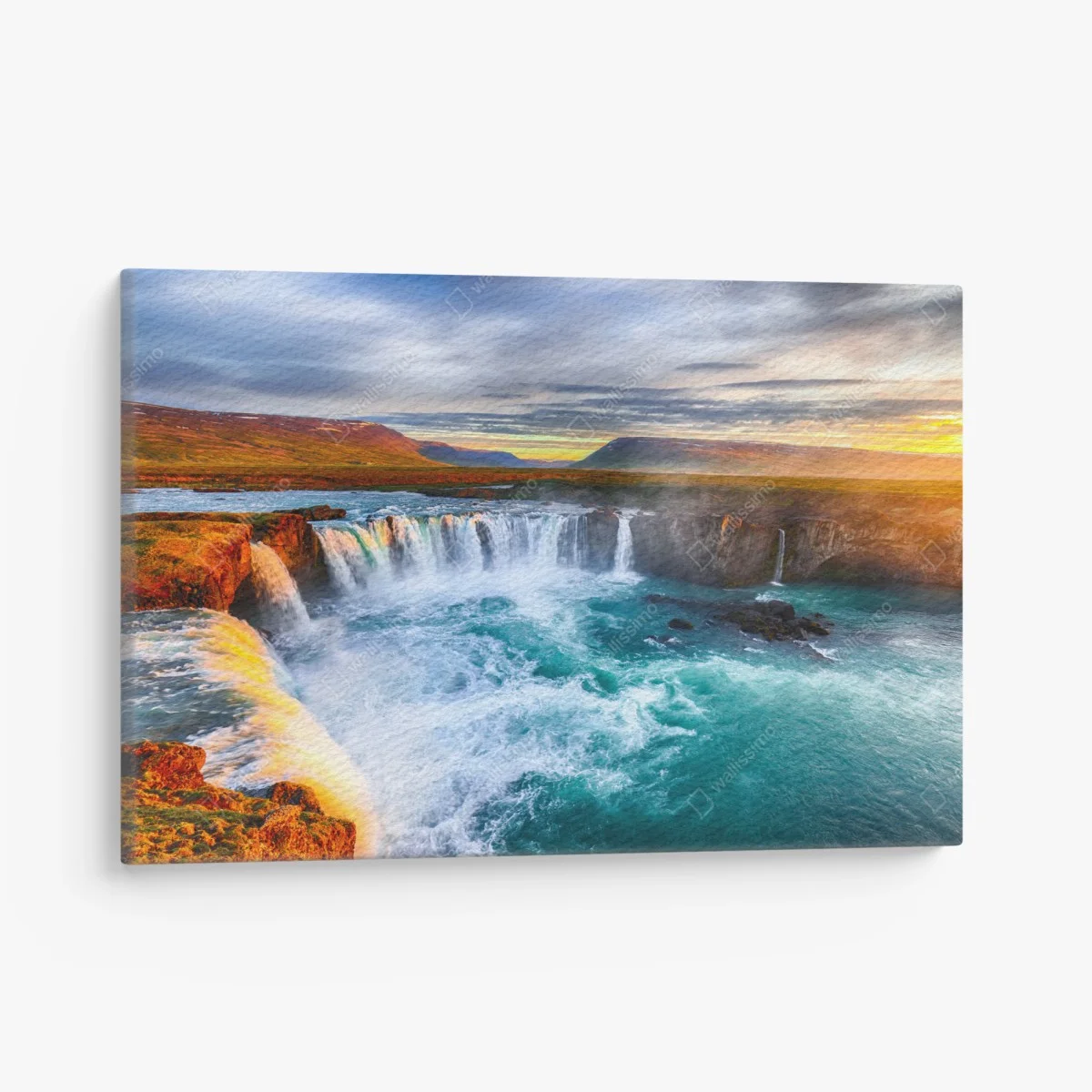 Leinwandbild Godafoss wasserfall bei sonnenaufgang – Wallnifity® Leinwandbild Godafoss wasserfall bei sonnenaufgang – Wallnifity®