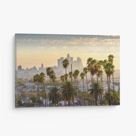 Leinwandbild goldene Los Angeles skyline mit palmen – Wallnifity®