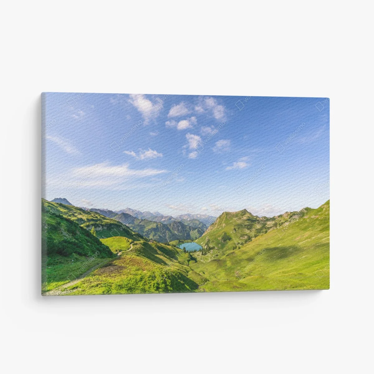 Leinwandbild ruhiger alpensee in den bergen – Wallnifity® Leinwandbild ruhiger alpensee in den bergen – Wallnifity®