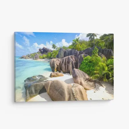 Leinwandbild Anse Source d'Argent, La Digue türkisfarbener strand – Wallnifity®