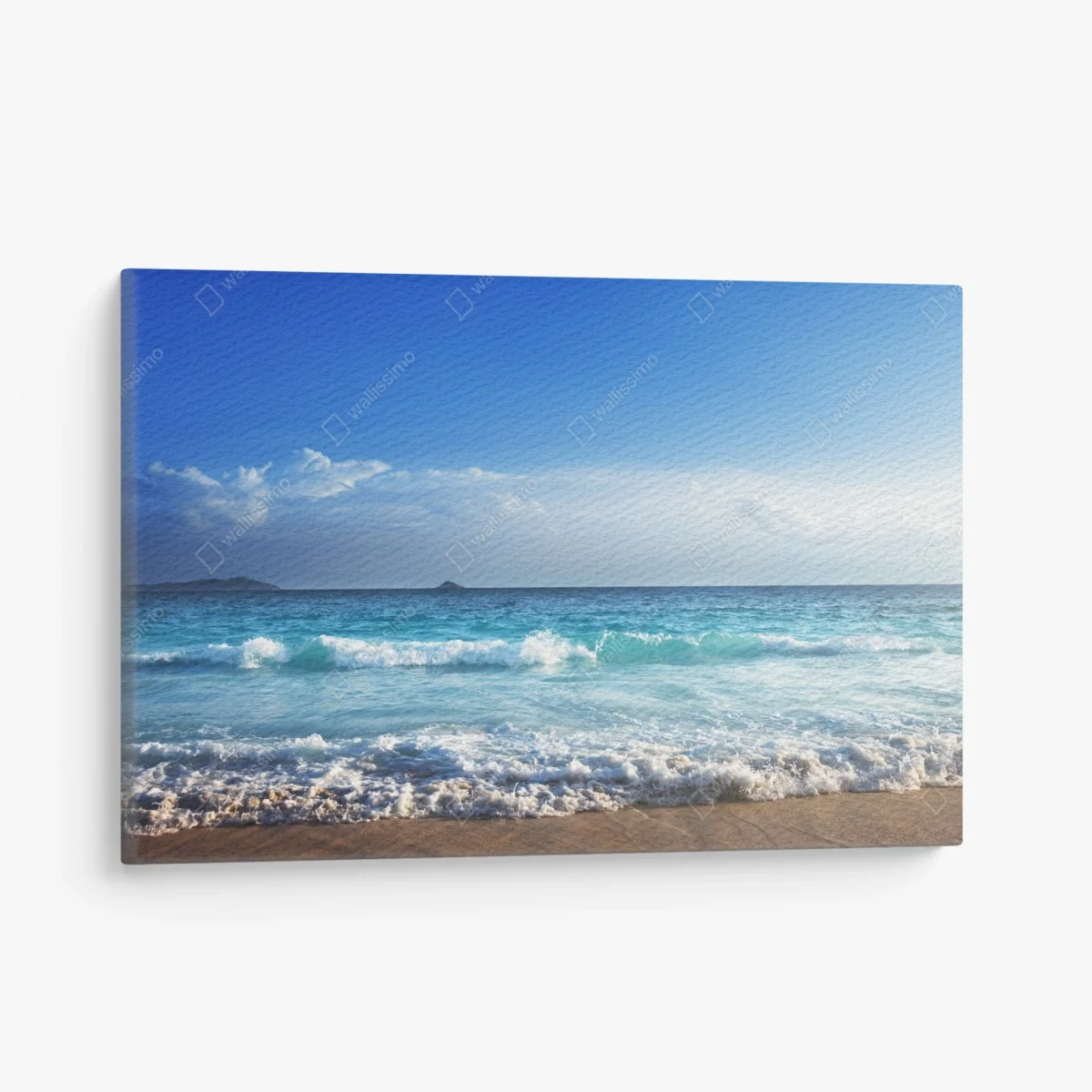 Leinwandbild tropischer strand auf den Seychellen bei sonnenuntergang – Wallnifity® Leinwandbild tropischer strand auf den Seychellen bei sonnenuntergang – Wallnifity®