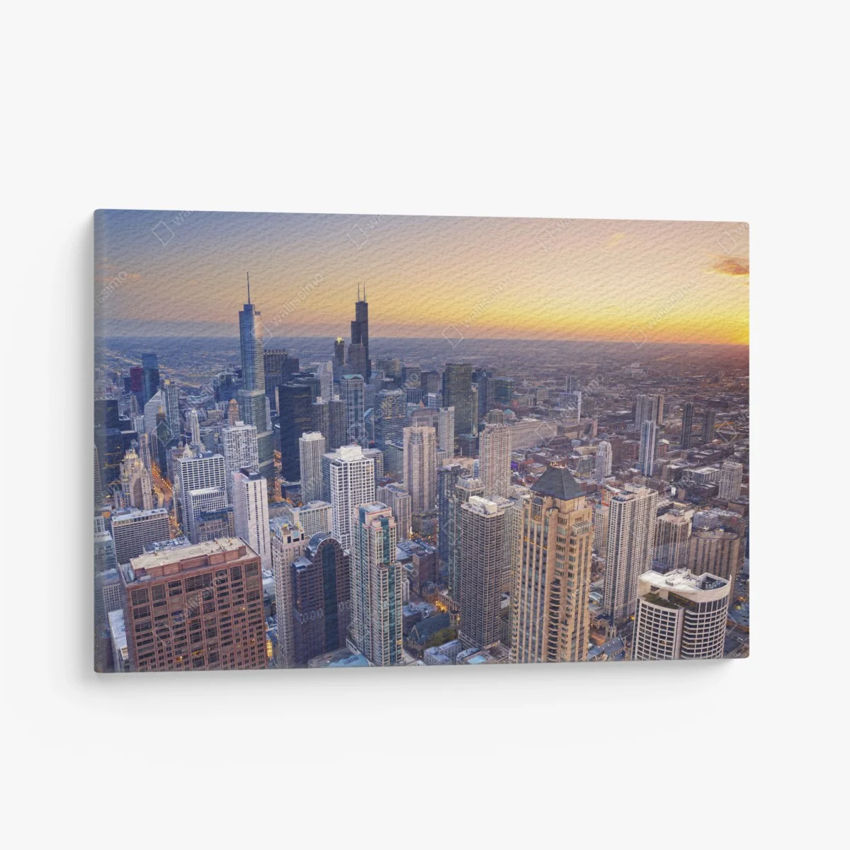 Leinwandbild stadtpanorama bei sonnenuntergang – Wallnifity® Leinwandbild stadtpanorama bei sonnenuntergang – Wallnifity®
