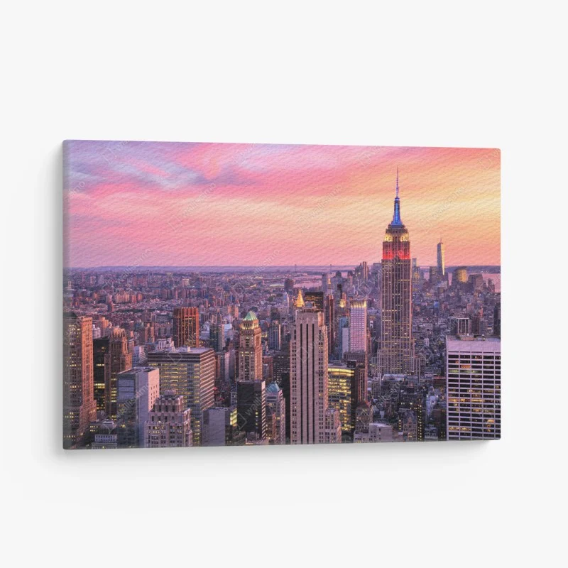 Leinwandbild New York skyline bei sonnenuntergang