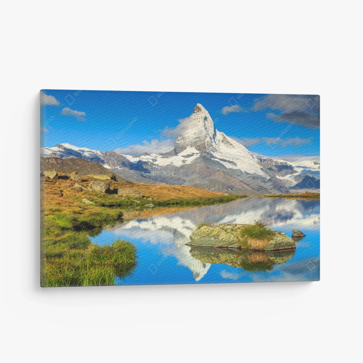 Leinwandbild majestätischer Matterhorn-spiegel im alpensee – Wallnifity® Leinwandbild majestätischer Matterhorn-spiegel im alpensee – Wallnifity®