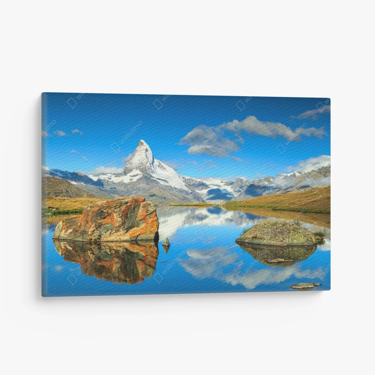 Leinwandbild spiegelung des Matterhorns über einem alpinen see – Wallnifity® Leinwandbild spiegelung des Matterhorns über einem alpinen see – Wallnifity®