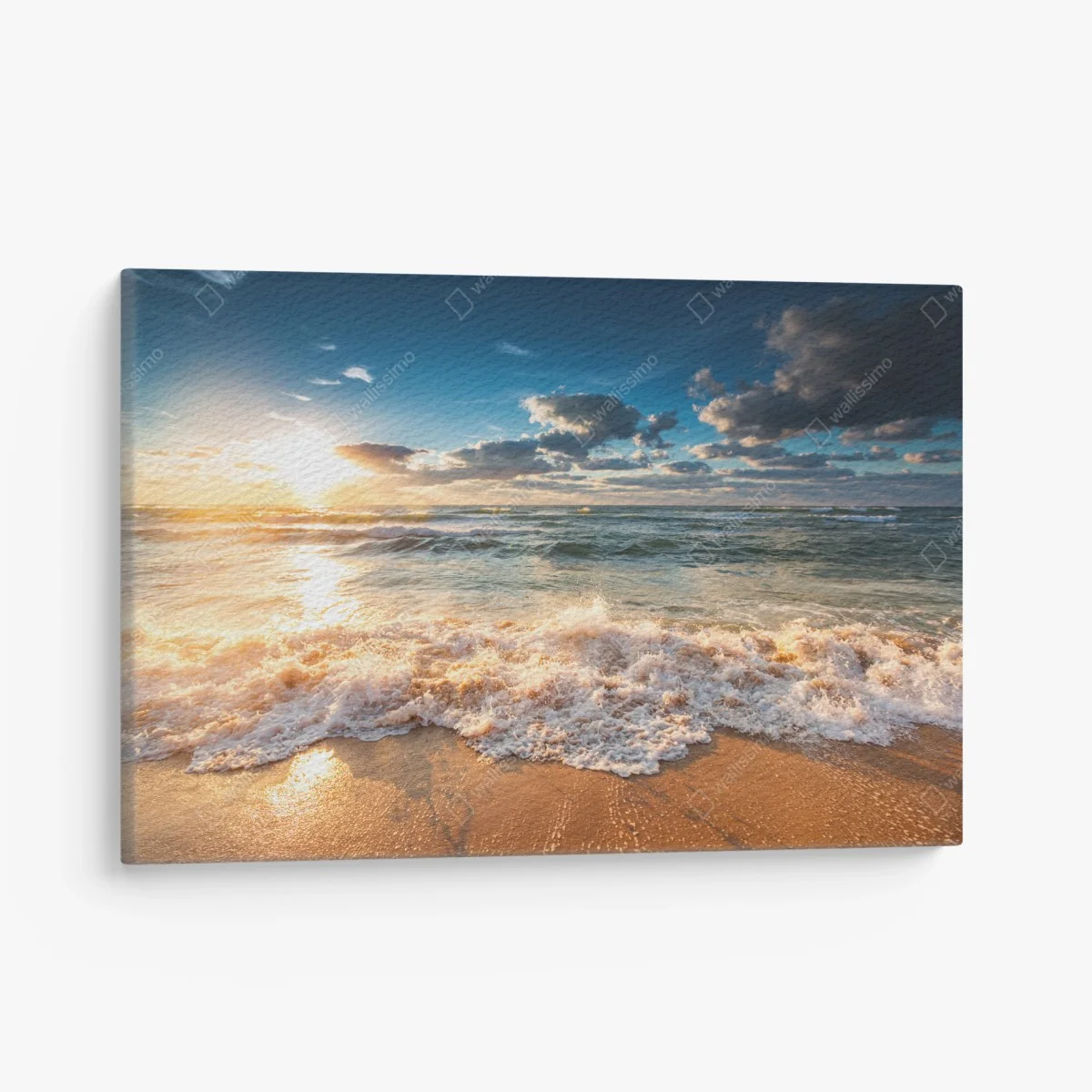 Leinwandbild goldener sonnenaufgang über dem meer – Wallnifity® Leinwandbild goldener sonnenaufgang über dem meer – Wallnifity®