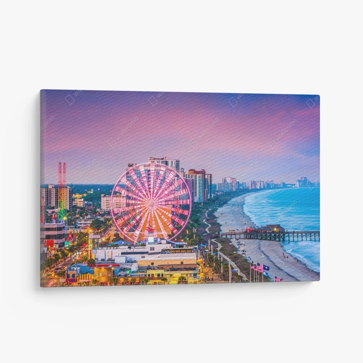 Leinwandbild Myrtle Beach sonnenuntergang über dem strand mit riesenrad – Wallnifity® Leinwandbild Myrtle Beach sonnenuntergang über dem strand mit riesenrad – Wallnifity®