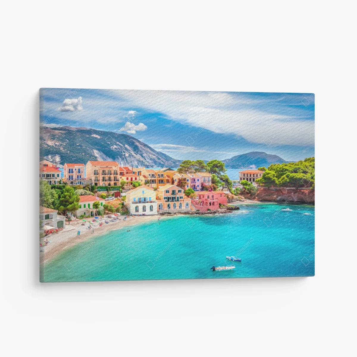 Leinwandbild Assos küstenblick, Kefalonia – Wallnifity® Leinwandbild Assos küstenblick, Kefalonia – Wallnifity®