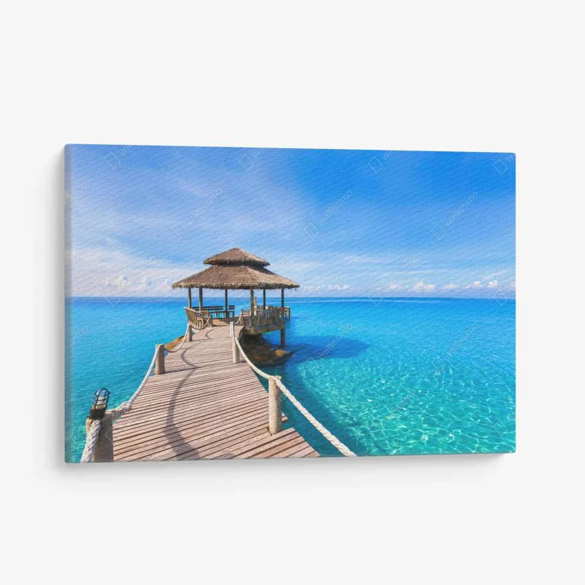 Leinwandbild tropischer steg über türkisfarbenem meer – Wallnifity® Leinwandbild tropischer steg über türkisfarbenem meer – Wallnifity®