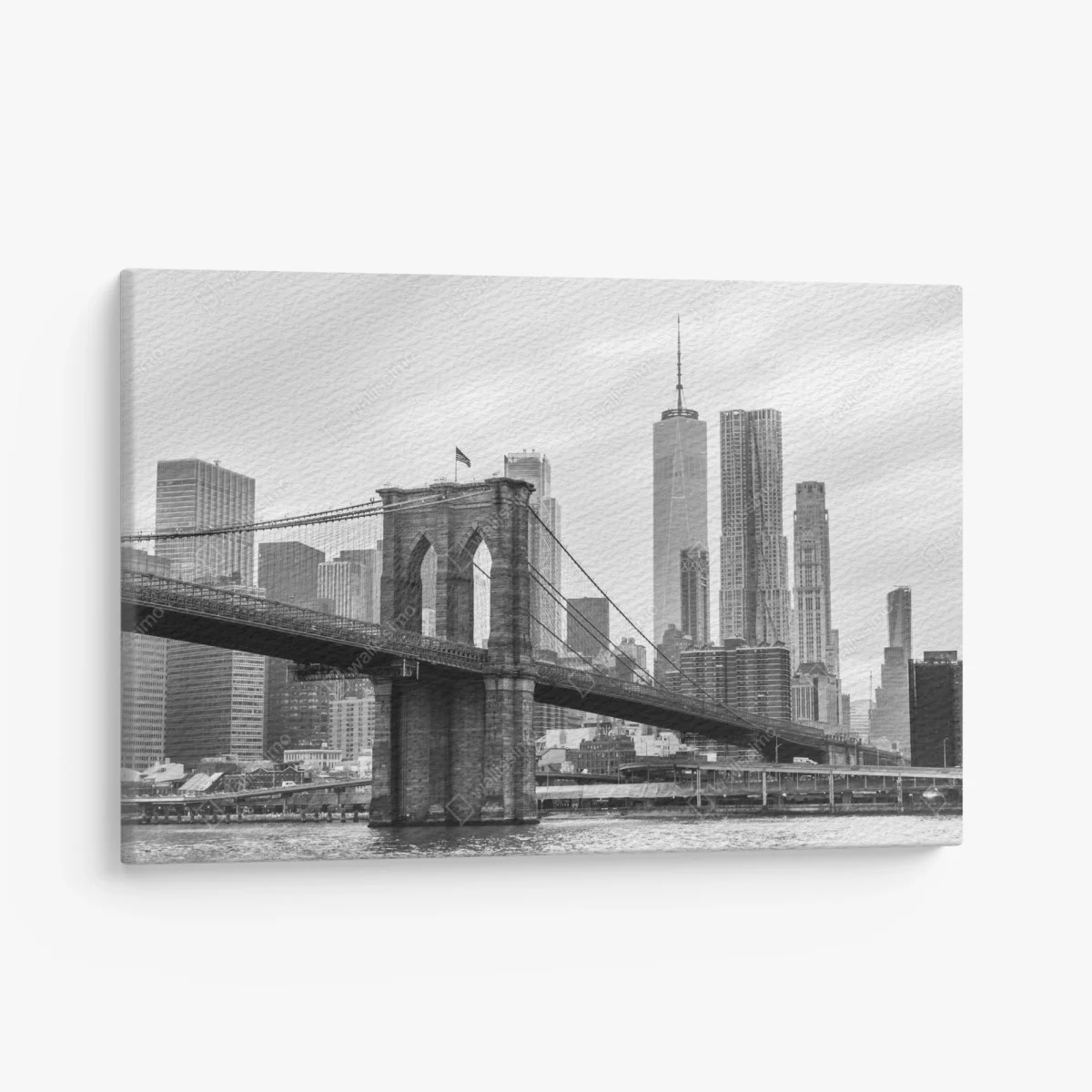 Leinwandbild Brooklyn Bridge und New York skyline in graustufen – Wallnifity® Leinwandbild Brooklyn Bridge und New York skyline in graustufen – Wallnifity®
