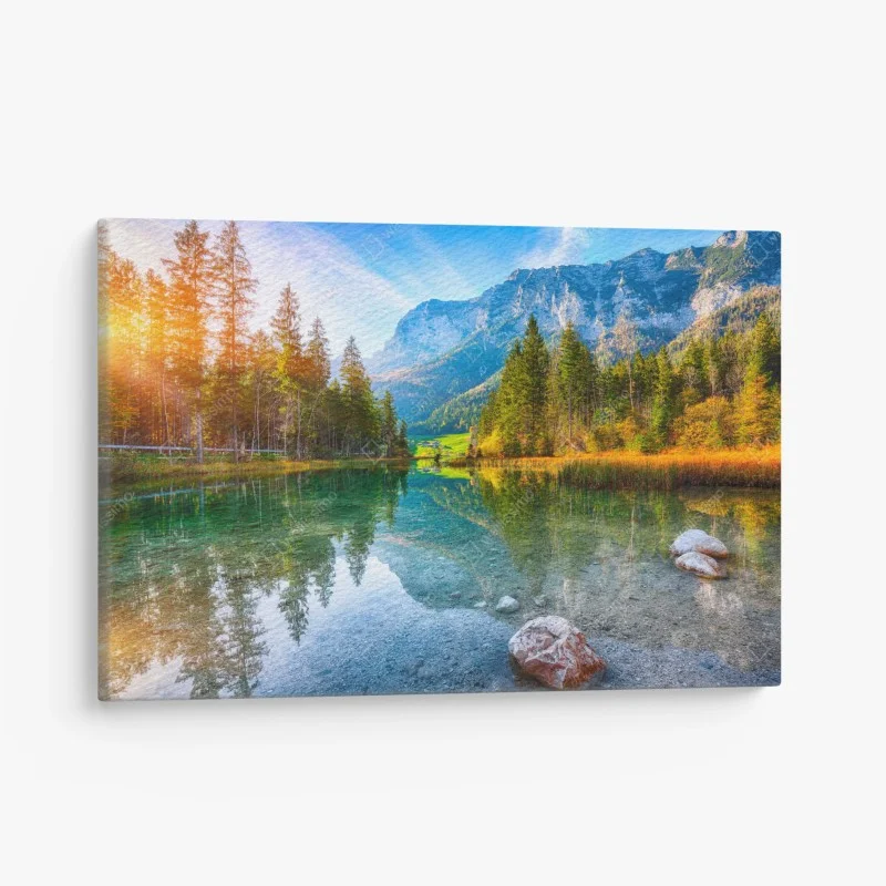 Leinwandbild Hintersee herbstliche see- und bergspiegelung