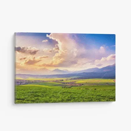 Leinwandbild frühlingshafte panoramalandschaft der Tatra, Slowakei – Wallnifity®
