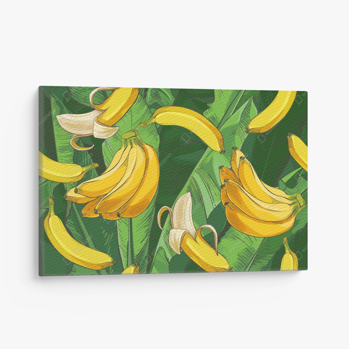 Leinwandbild tropisches bananenmuster mit bananenblättern – Wallnifity®
