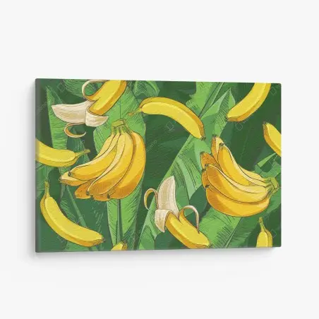 Leinwandbild tropisches bananenmuster mit bananenblättern – Wallnifity®