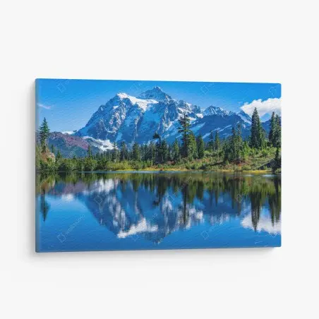 Leinwandbild majestätische bergspiegelung über dem see – Wallnifity®