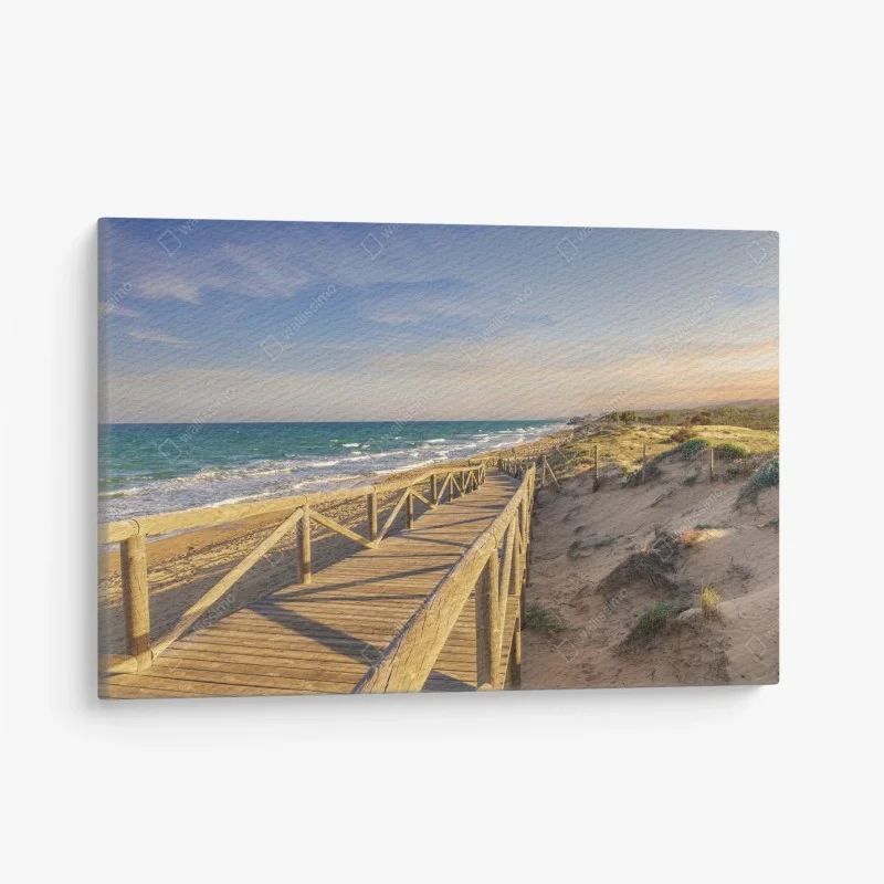 Leinwandbild hölzerner steg zum strand von Guardamar