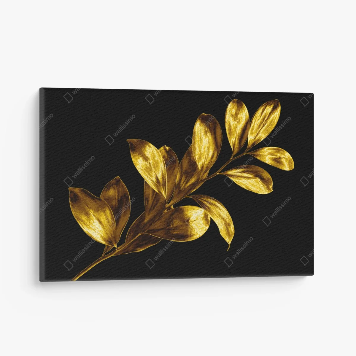 Leinwandbild goldener blattzweig auf schwarzem hintergrund – Wallnifity® Leinwandbild goldener blattzweig auf schwarzem hintergrund – Wallnifity®