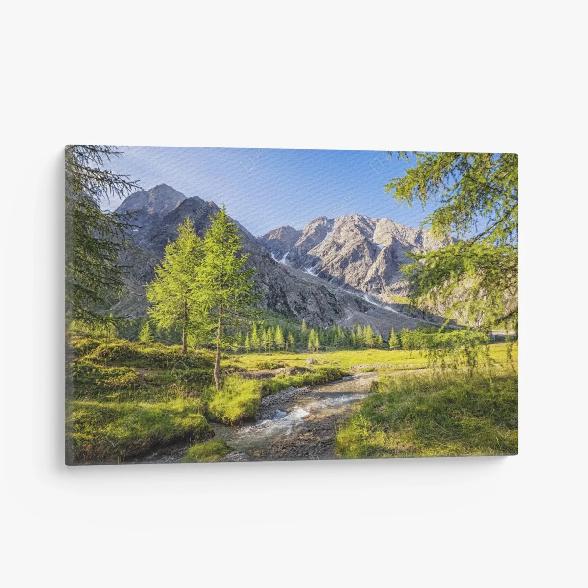 Leinwandbild alpine wiese mit bergbach – Wallnifity® Leinwandbild alpine wiese mit bergbach – Wallnifity®