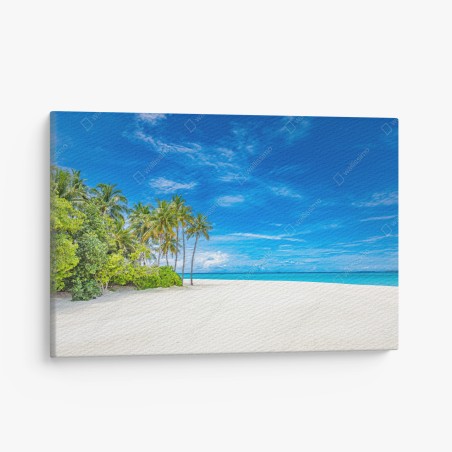 Leinwandbild tropischer strand mit palmen – Wallnifity®