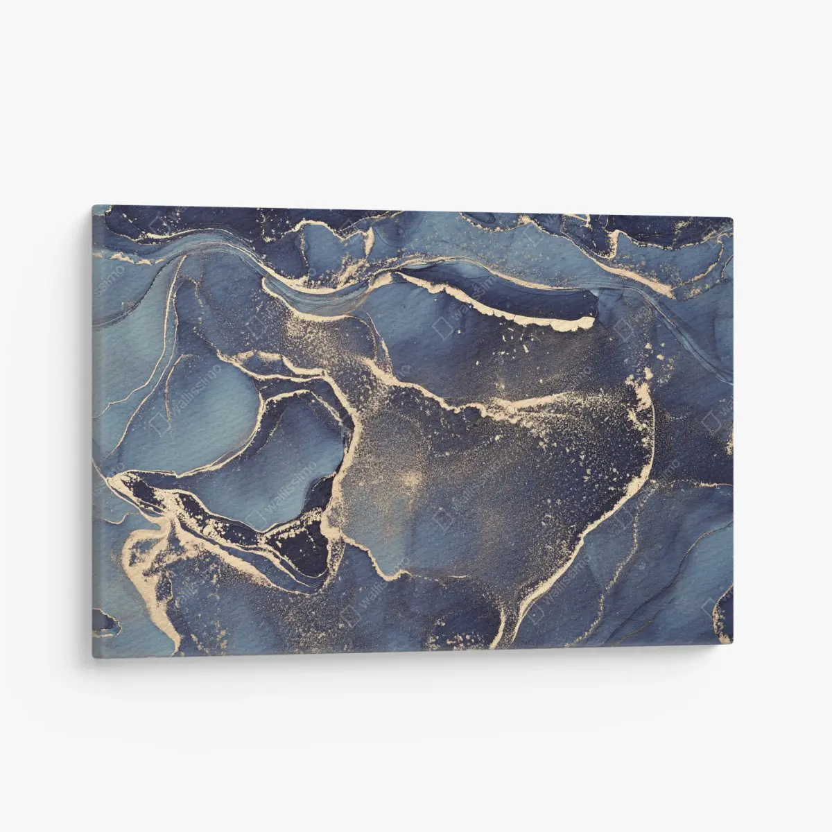 Leinwandbild traumhafte abstrakte fließmalerei in blau und gold – Wallnifity®