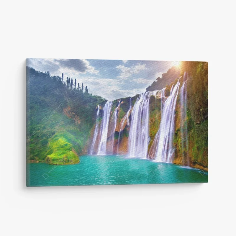 Leinwandbild Jiulong wasserfall türkis kaskade in Luoping, China
