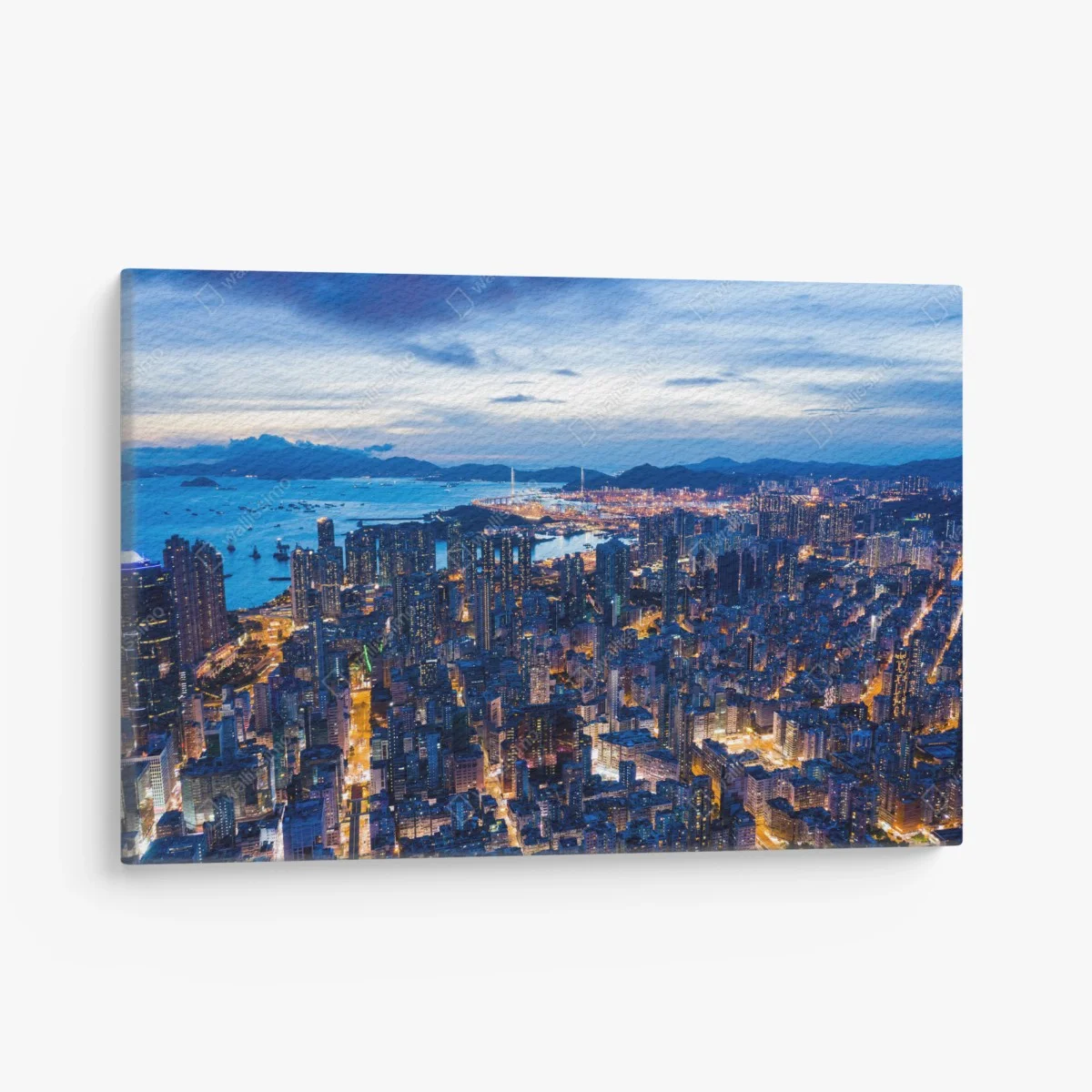 Leinwandbild Hongkong skyline über Mong Kok bei dämmerung – Wallnifity® Leinwandbild Hongkong skyline über Mong Kok bei dämmerung – Wallnifity®