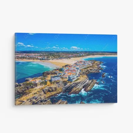 Leinwandbild Baleal küste, Portugal luftaufnahme – Wallnifity®