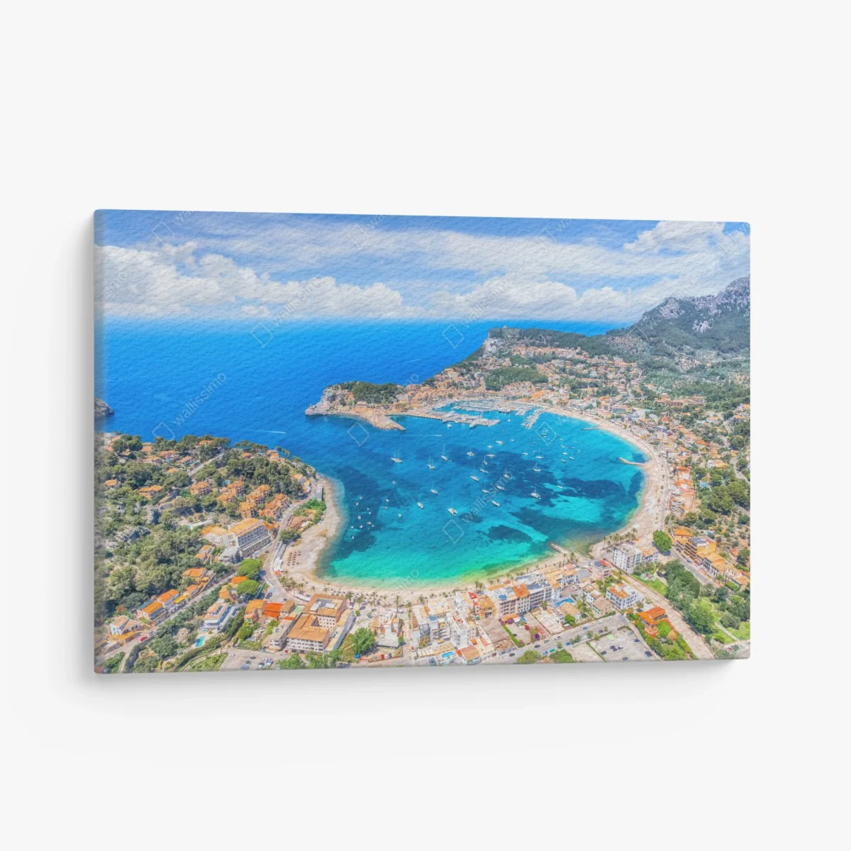 Leinwandbild luftaufnahme der bucht von Port de Sóller – Wallnifity® Leinwandbild luftaufnahme der bucht von Port de Sóller – Wallnifity®