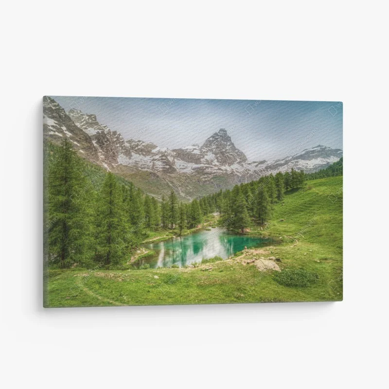 Leinwandbild türkisfarbener alpensee bei Cervinia