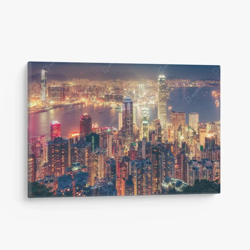 Leinwandbild Hongkong skyline bei nacht vom Victoria Peak