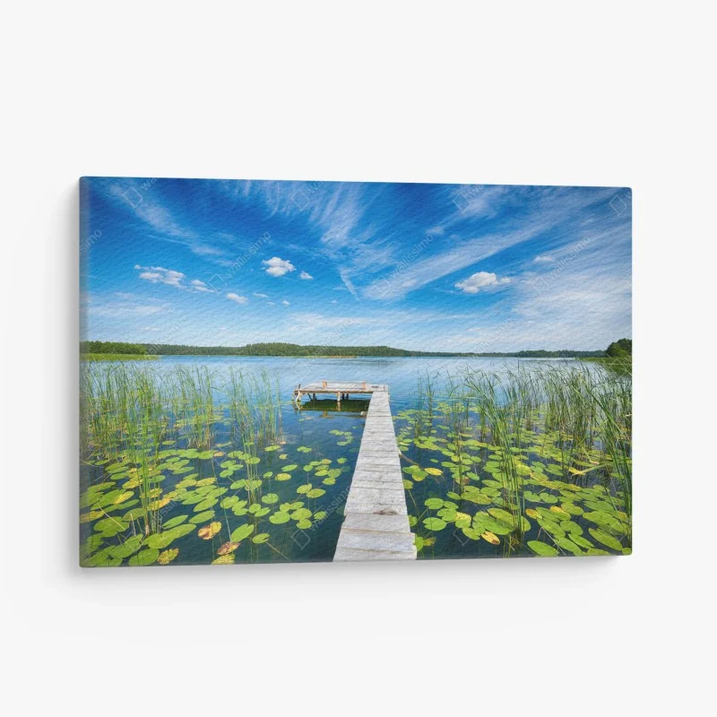 Leinwandbild steg in Masuren im sommer