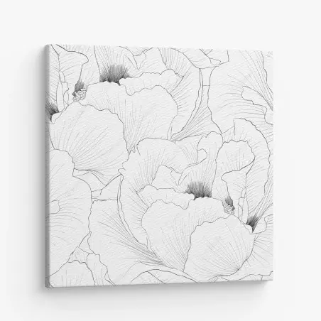 Leinwandbild feine botanische linienzeichnung mit blumen – Wallnifity®