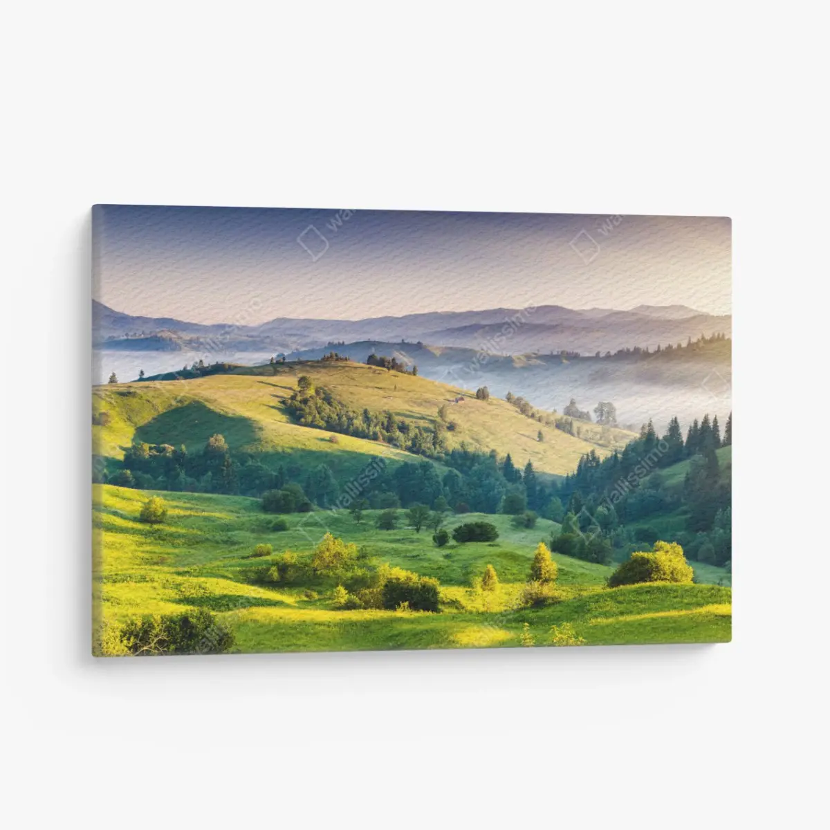 Leinwandbild Sonnenuntergang in den Karpaten über sanften grünen Hügeln – Wallnifity®