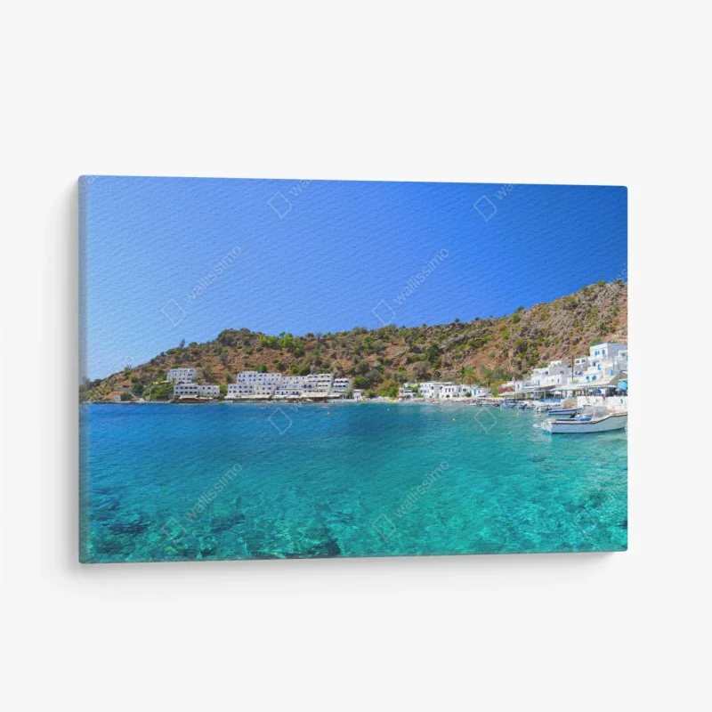 Leinwandbild sonnige mediterrane bucht mit türkiswasser
