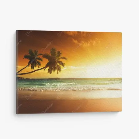 Leinwandbild tropischer sonnenuntergang am strand – Wallnifity®