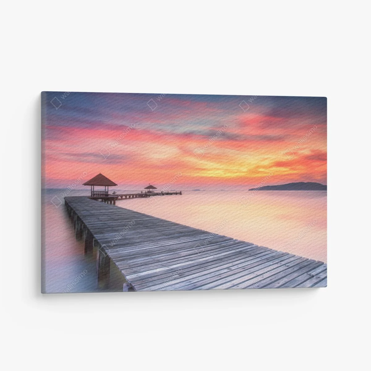 Leinwandbild ruhiger sonnenaufgang über hölzernem steg – Wallnifity® Leinwandbild ruhiger sonnenaufgang über hölzernem steg – Wallnifity®