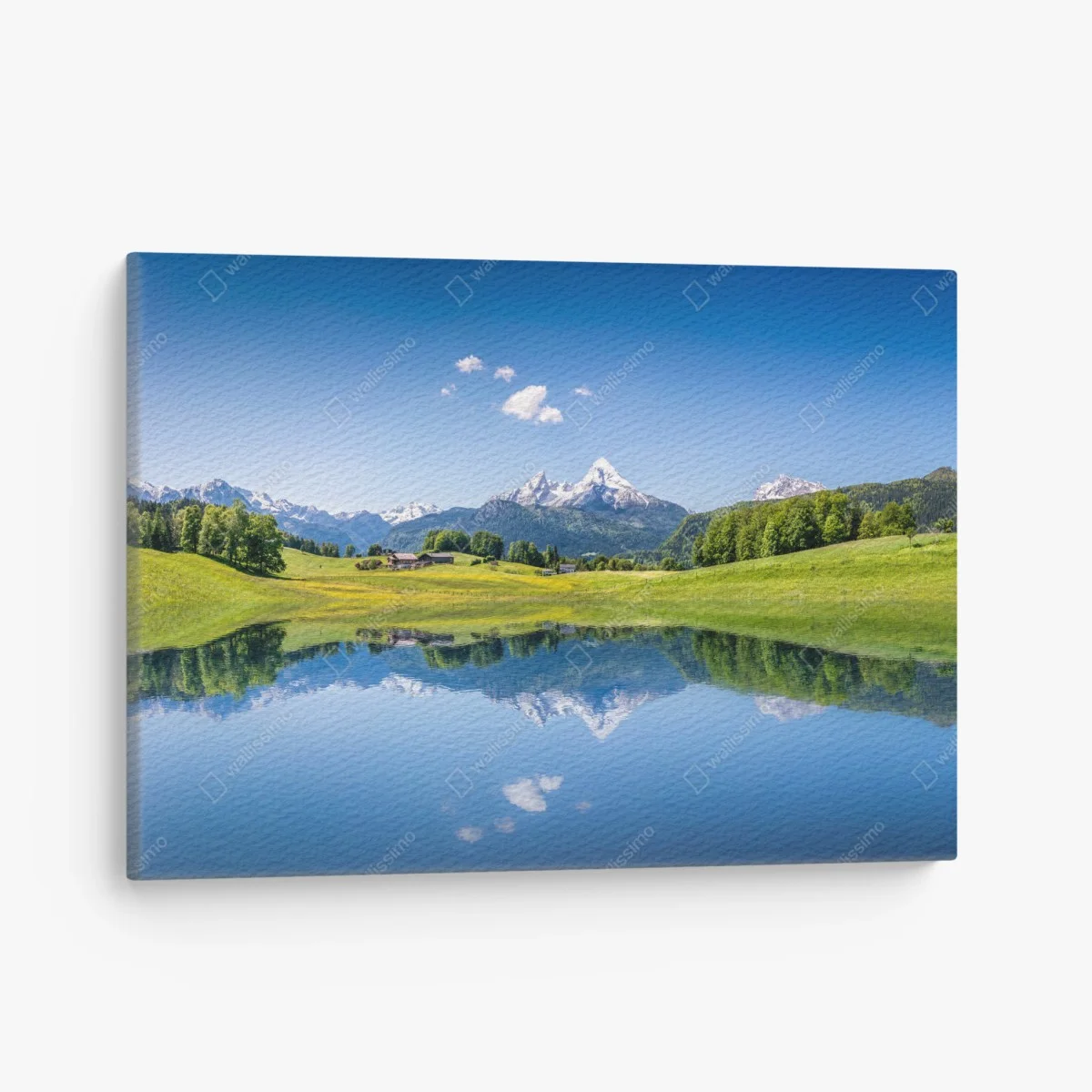 Leinwandbild alpenpanorama mit spiegelung im see – Wallnifity® Leinwandbild alpenpanorama mit spiegelung im see – Wallnifity®