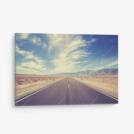 Leinwandbild vintage landstraße unter weitem himmel – Wallnifity®