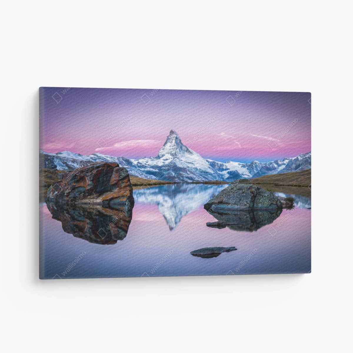 Leinwandbild majestätischer alpenberg gespiegelt im ruhigen see – Wallnifity®