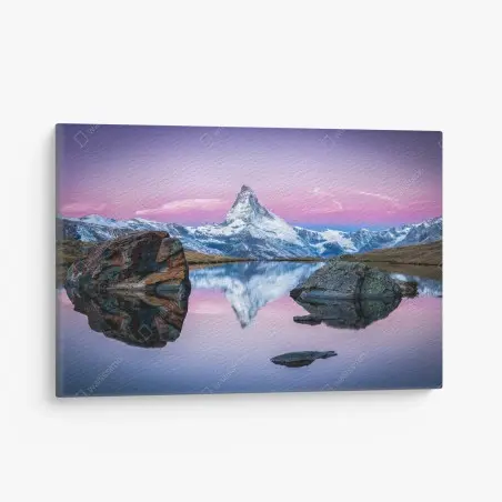 Leinwandbild majestätischer alpenberg gespiegelt im ruhigen see – Wallnifity®