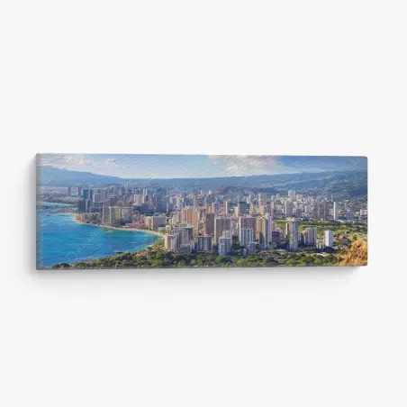 Leinwandbild panoramablick auf eine tropische küstenstadt – Wallnifity®
