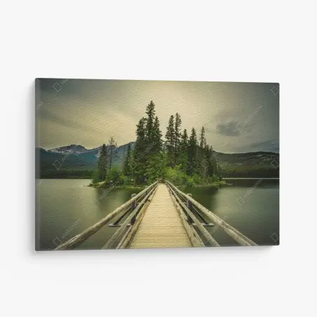 Leinwandbild abendlicher weg zur Pyramid Island, Jasper National Park – Wallnifity®