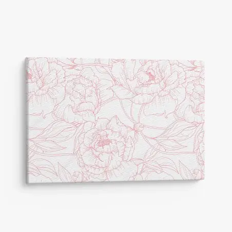 Leinwandbild zartes rosa paeonien-line-art-muster – Wallnifity®