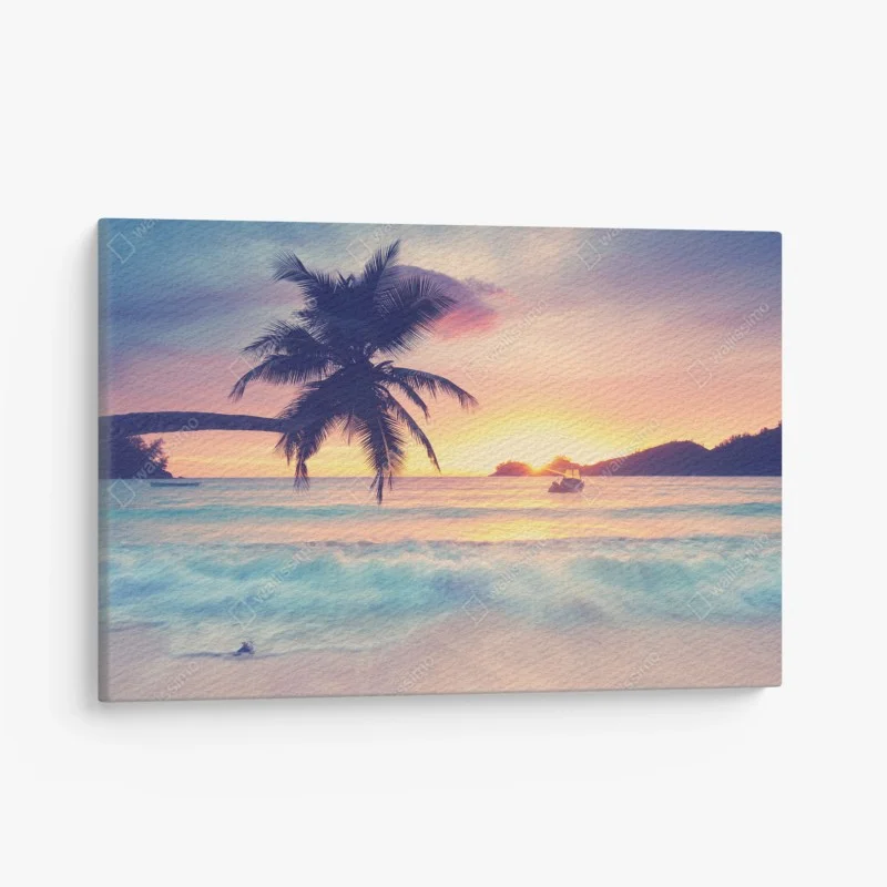 Leinwandbild tropischer pastellsonnenuntergang am meer