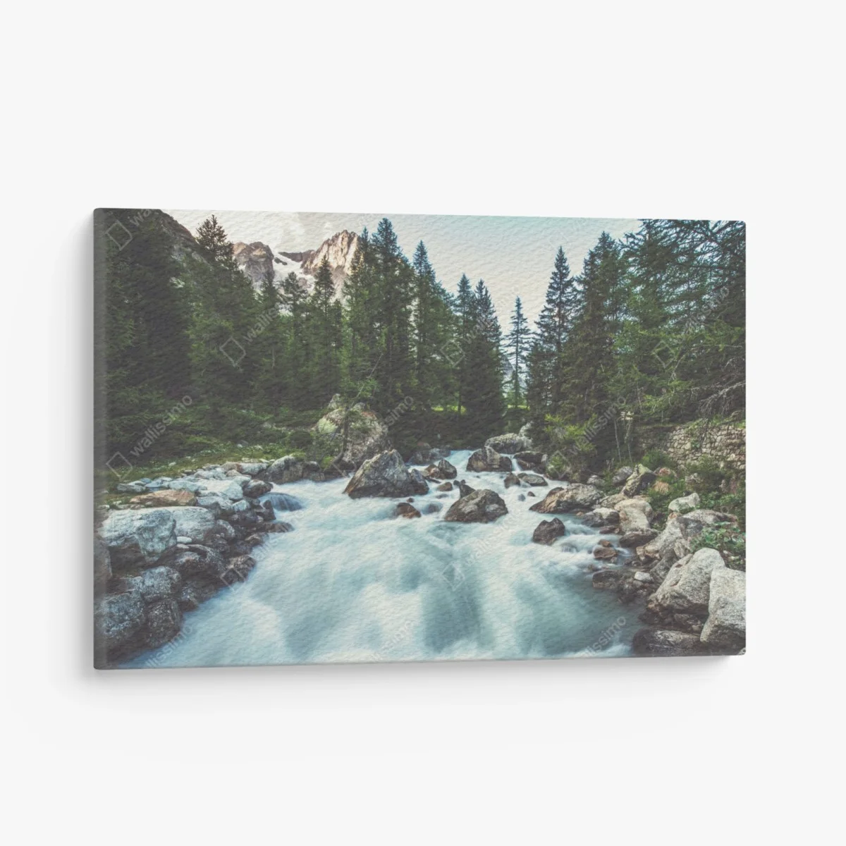 Leinwandbild malerischer alpiner fluss im Ferret Valley – Wallnifity® Leinwandbild malerischer alpiner fluss im Ferret Valley – Wallnifity®